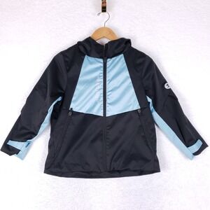 Moodytiger Windbreaker Youth 140 Jacket Black Blue Fleece Lined Gorpcore Sport